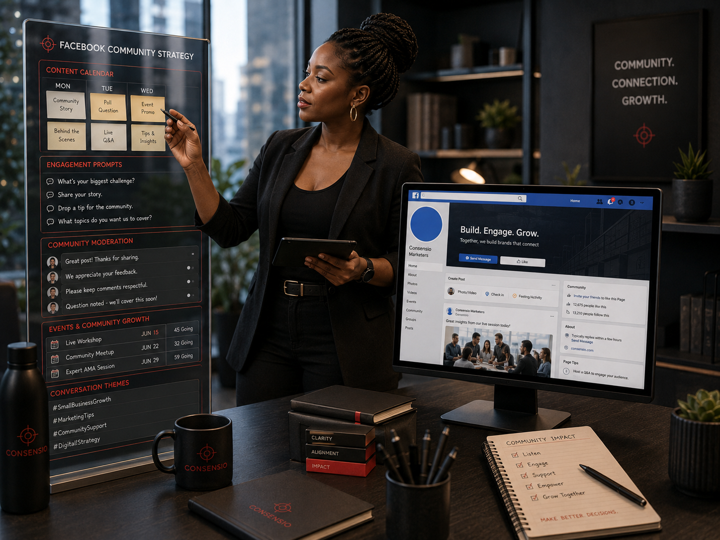 Consensio Facebook community and social media strategy workspace